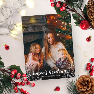 Postal Navidades fotográficos de escritura blanca de foll