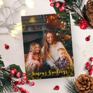 Postal Navidades fotográficos de escritura de Relieve met