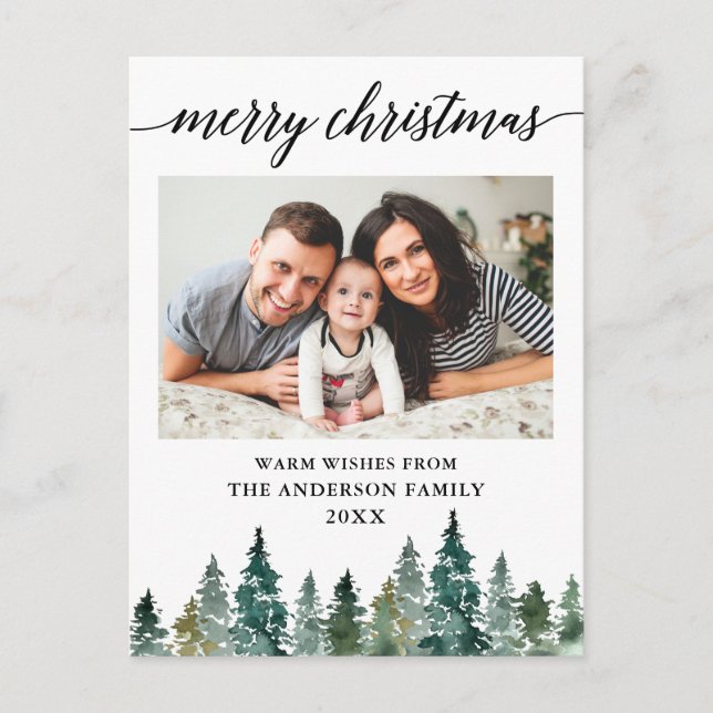 Postal Navidades fotográficos de la caligrafía acuarela d (Anverso)