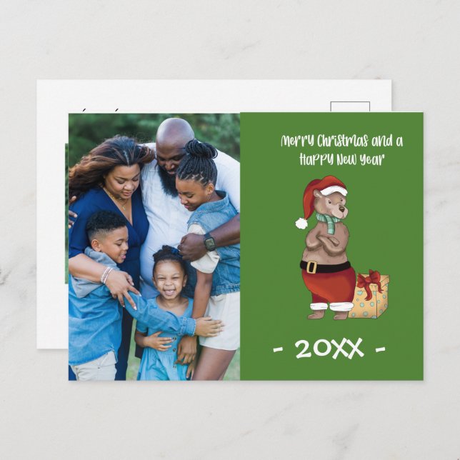 Postal Navidades fotográficos de la familia Merry Christm (Anverso / Reverso)