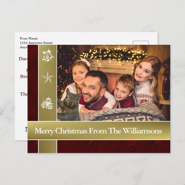 Postal Navidades fotográficos de la familia Squirrel (Anverso / Reverso)