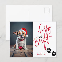Postal Navidades fotográficos de Mascota brillante y mugr
