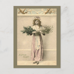 Postal Navidades franceses de Joyeux Noel Vintage saludan