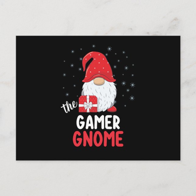 Postal Navidades Gamer Gaming Cute Gnome (Anverso)