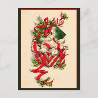 Postal Navidades Gatitos Vintage-Gatito En Caja Actual