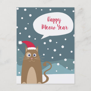 Postal Navidades gato santa kitten vacaciones