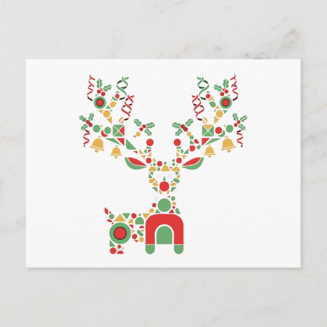 Postal Navidades geométricos modernos renos | Festividad (Anverso)