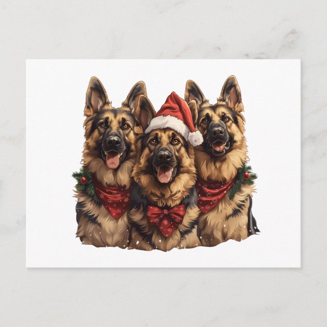 Postal Navidades German Shepherd Dogs (Anverso)