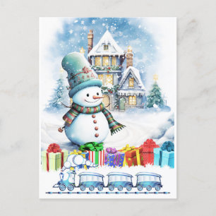 POSTAL NAVIDADES GIFAS Y TREN DE JUGUETES