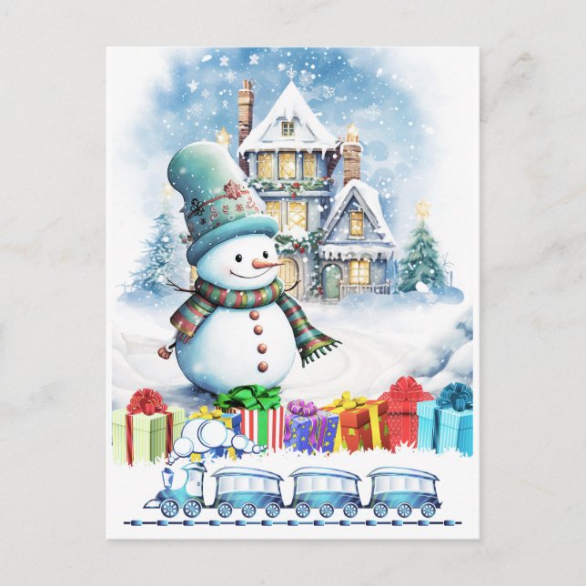 POSTAL NAVIDADES GIFAS Y TREN DE JUGUETES (Anverso)