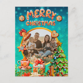 Postal Navidades Gingerbread Candy House y Año Nuevo