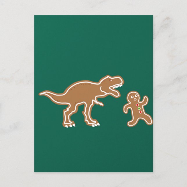 Postal Navidades Gingerbread Dinosaur Cookie Hunt (Anverso)