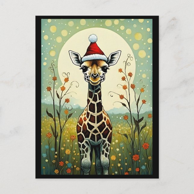 Postal Navidades Giraffe Santa (Anverso)