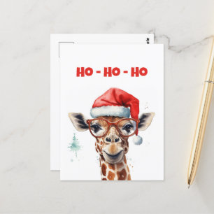 Postal Navidades Giraffe Watercolor