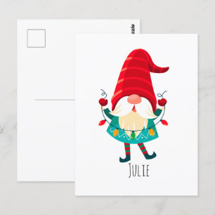 Postal Navidades Gnome portando Navidades Luces