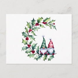 Postal Navidades Gnomes En Holly Berry Twig