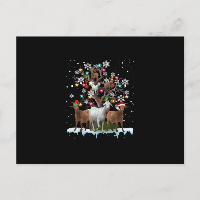 Postal Navidades Goat On Tree Santa Goat Lover (Anverso)