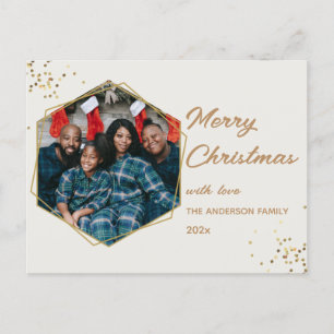 Postal Navidades Golden Hexagon Photo