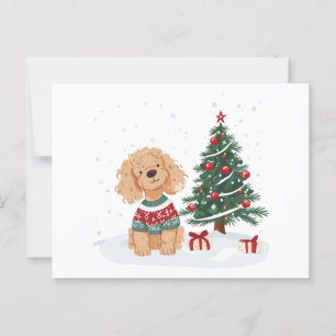Postal Navidades Goldendoodle Dog