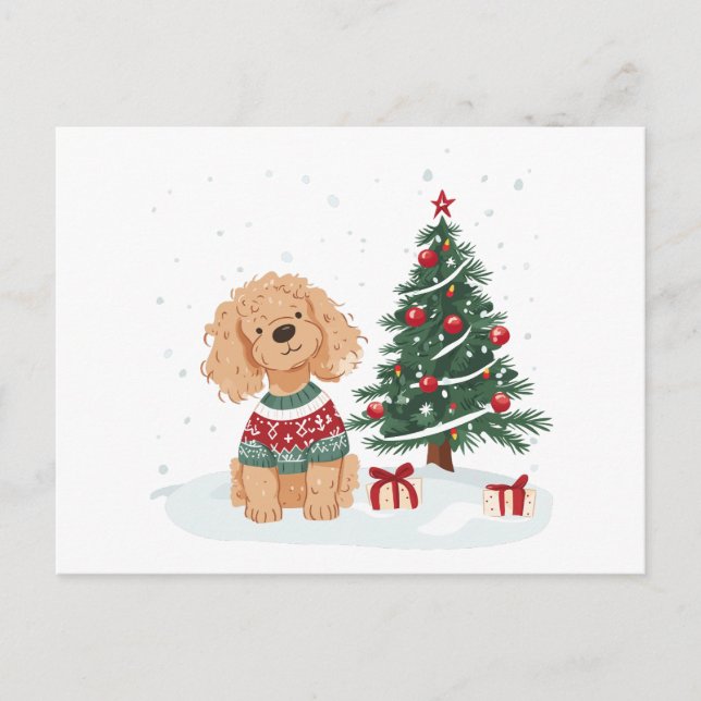 Postal Navidades Goldendoodle Dog (Anverso)