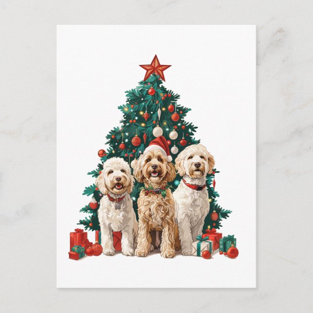 Postal Navidades Goldendoodle Dogs (Anverso)