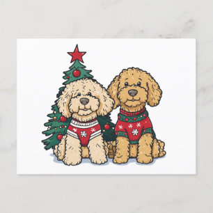 Postal Navidades Goldendoodle Dogs