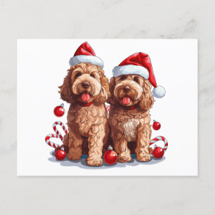 Postal Navidades Goldendoodle Dogs