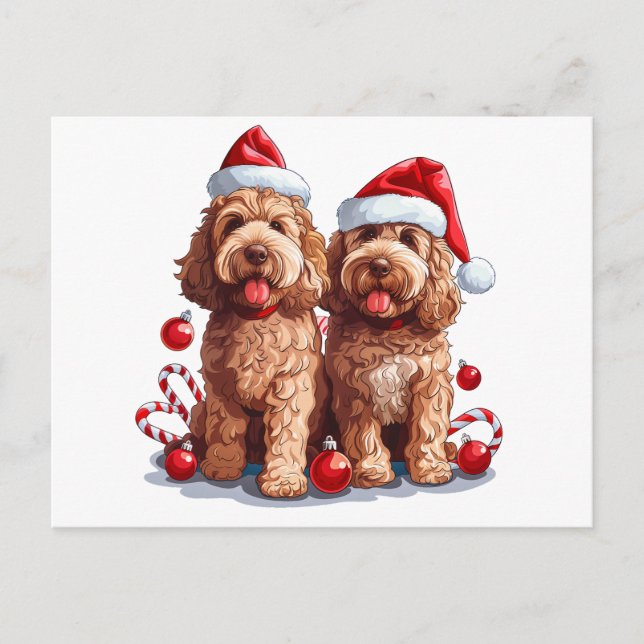 Postal Navidades Goldendoodle Dogs (Anverso)