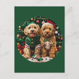 Postal Navidades Goldendoodle Puppy Dogs