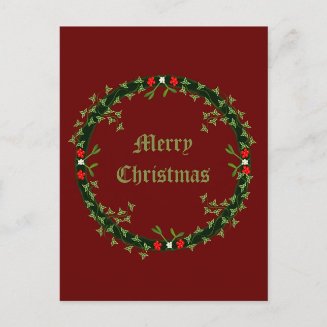 Postal Navidades góticos Personalizado Wreath (Anverso)