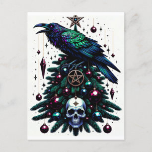 Postal Navidades góticos/Yule Raven y Pentagram