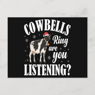 Postal Navidades Graciosos Cowbels Ring Cow Lover Xmas Re