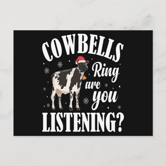 Postal Navidades Graciosos Cowbels Ring Cow Lover Xmas Re (Anverso)