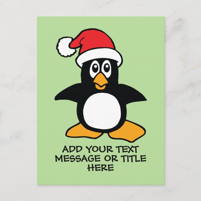 Postal Navidades graciosos Personalizado pingüino Textos (Anverso)
