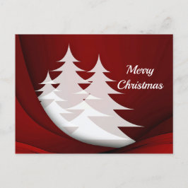 Postal Navidades gráficos rojos de árboles blancos modern