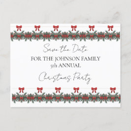 Postal Navidades Green Garland Red Rows Gold Accent