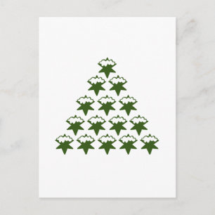 Postal Navidades Green Snow Stars Tree white
