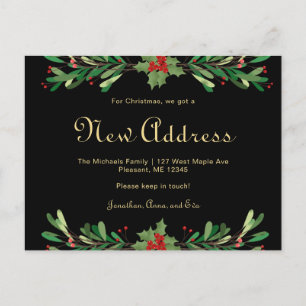 Postal Navidades Greenery Nueva Dirección Turno de vacaci