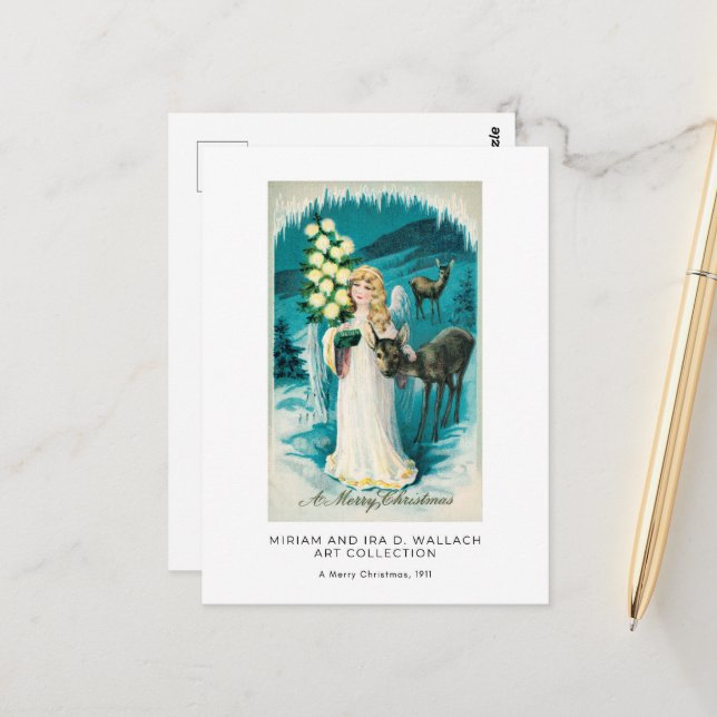 Postal Navidades hermosos Angel Vintage Holiday Art (Anverso/Reverso In Situ)