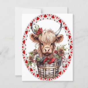 Postal Navidades Highland Cow Bubblegum 2025