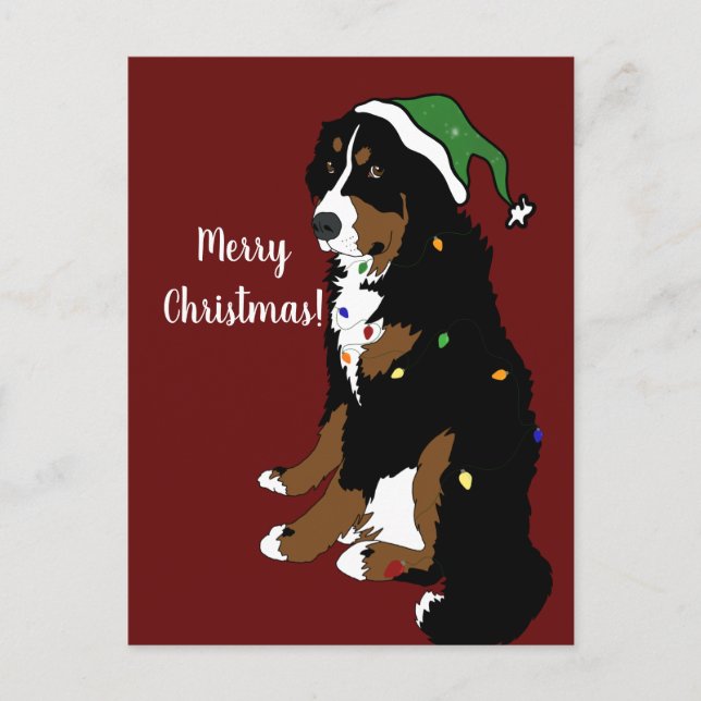 Postal Navidades Holiday Bernese Mountain Dog (Anverso)