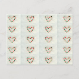 Postal Navidades Holiday Candy Cane Heart On Real Snow