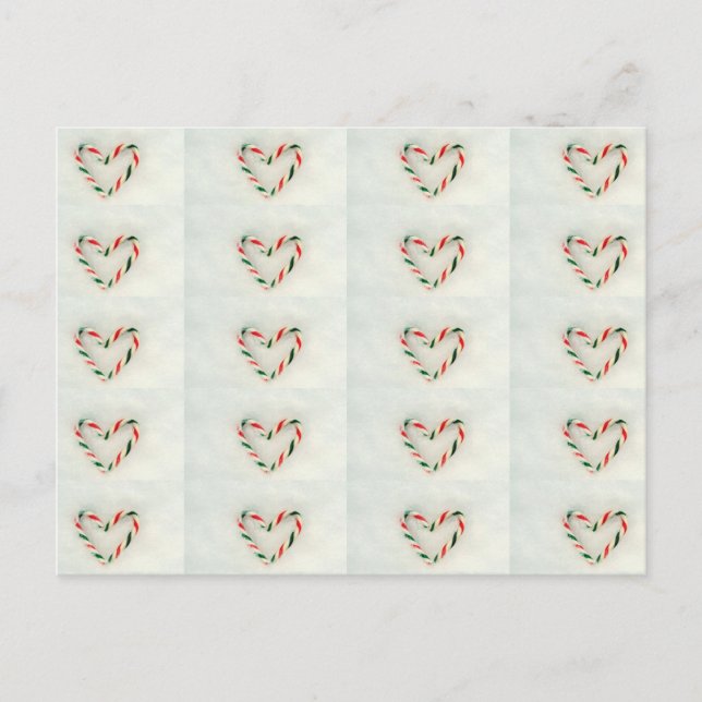 Postal Navidades Holiday Candy Cane Heart On Real Snow (Anverso)