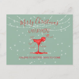 Postal Navidades Holiday Quarantini Martini Green
