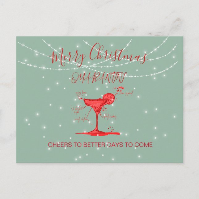 Postal Navidades Holiday Quarantini Martini Green (Anverso)