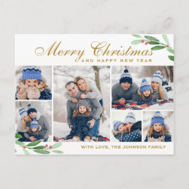 Postal Navidades Holly Berry 6 Saludo de Collage de fotos