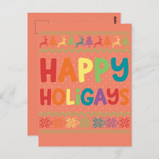 Postal Navidades homosexuales divertidos LGBT Felices hol (Anverso / Reverso)