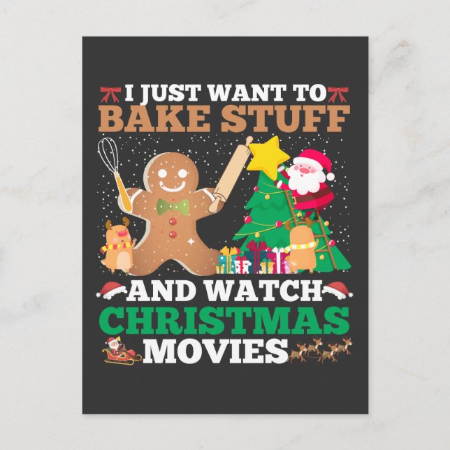Postal Navidades horneando películas Santa Cookie Gingerb (Anverso)