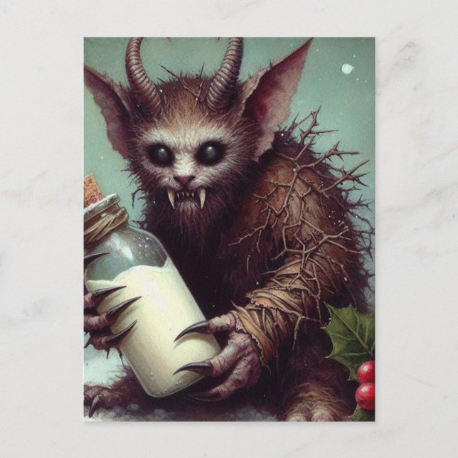 Postal Navidades Horror Krampus Kitty Fairy Spooky (Anverso)