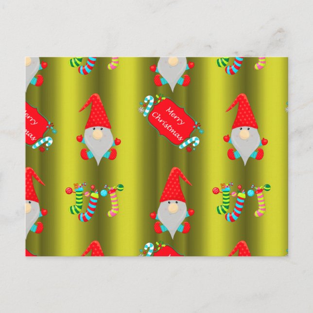 Postal Navidades inteligentes Gnomes Chartreuse Green (Anverso)